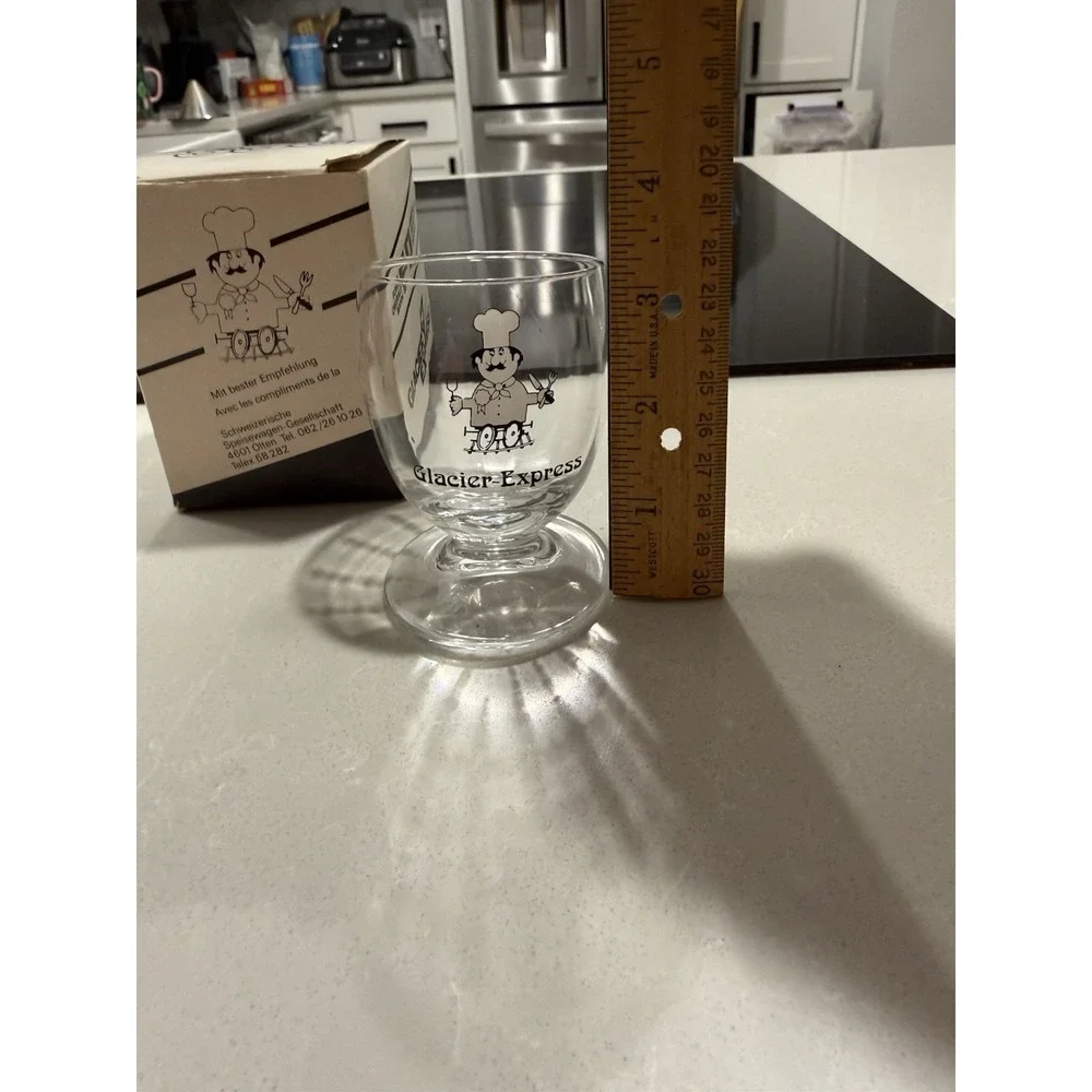 Glacier Express Swiss Train Slanted Wine Glass  Original Box‎ Set of 2 Vintage